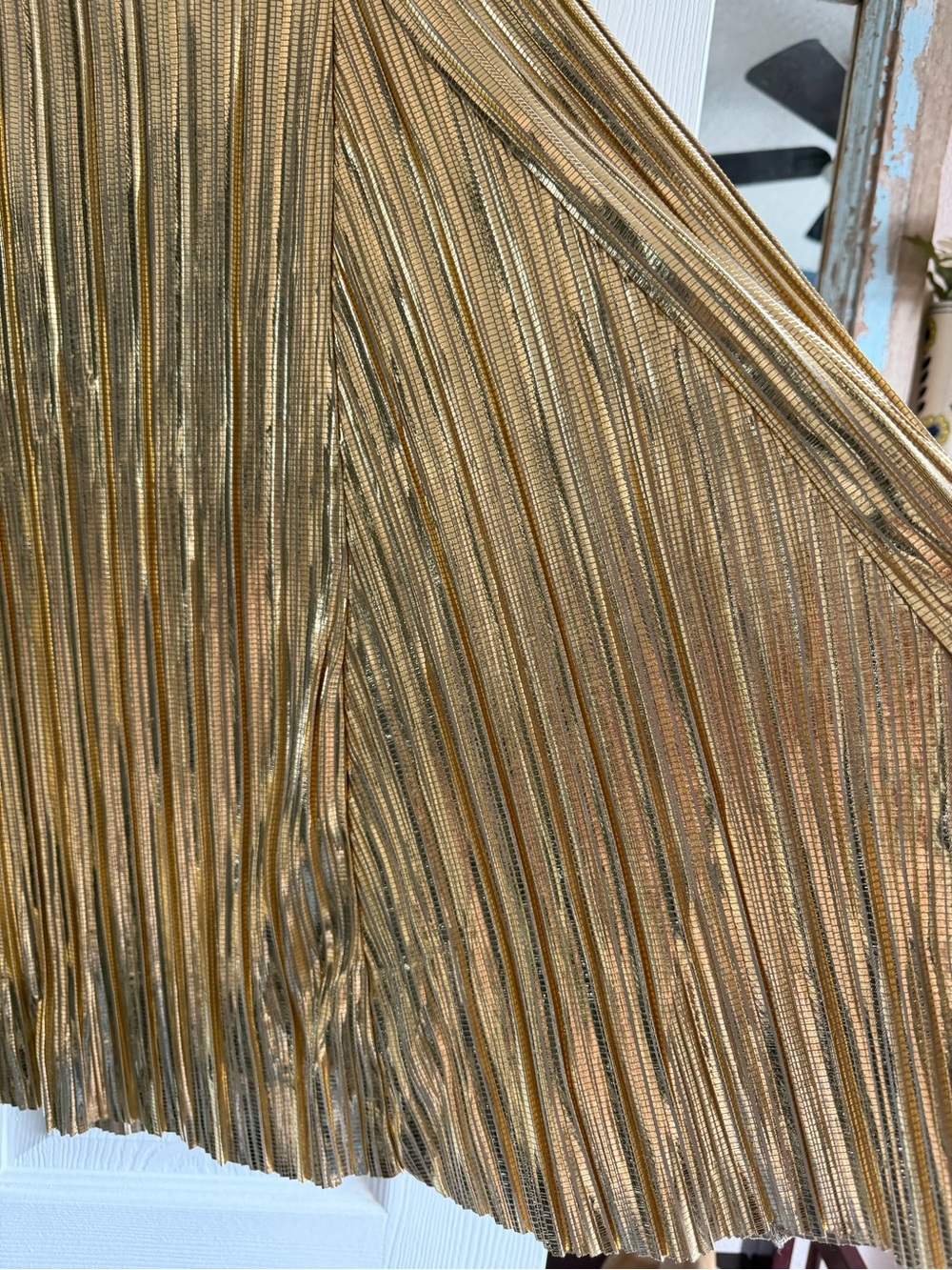 Maeve Metallic Gold Pleated Midi Skirt - Picture 4 of 5